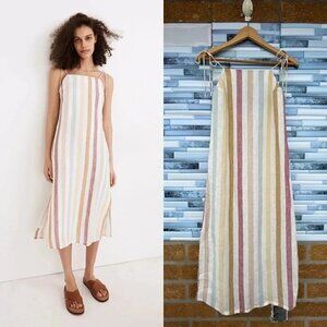 LAUDE the Label Organic Linen Jane Maxi Dress in Painter Stripe xxs
